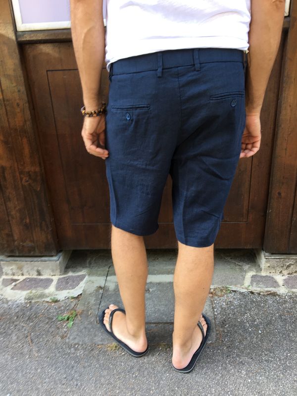 BERMUDA IN LINO DEEP BLUE GIANNI LUPO