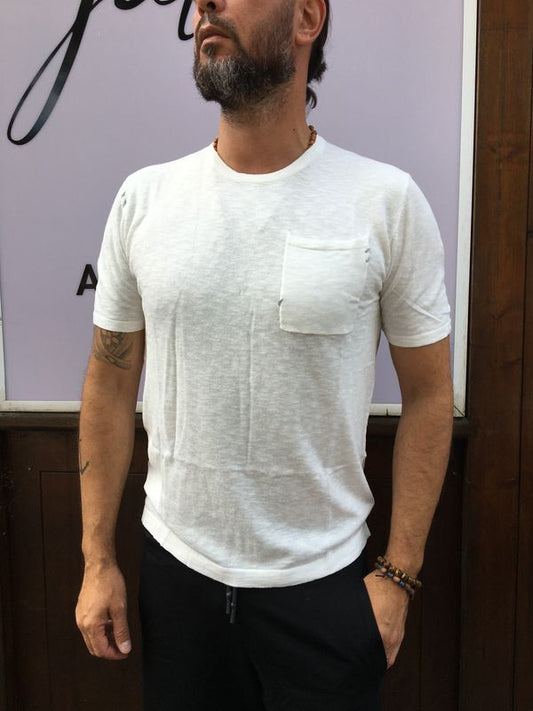 T-SHIRT IN MAGLIA BIANCO GIANNI LUPO