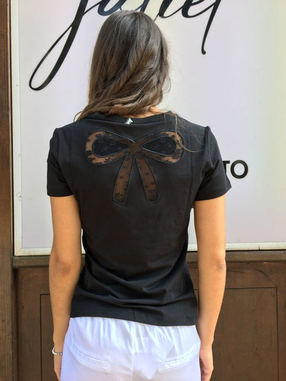 T-SHIRT NERA CON FIOCCO MIMI'-MUA'