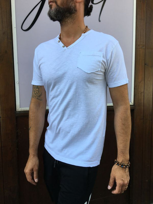 T-shirt serafino Bianco Lab84